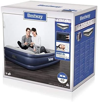 Bestway 67630 pripučiamas čiužinys 203x152x46 cm su integruota elektrine pompa