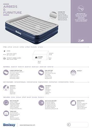 Bestway 67630 pripučiamas čiužinys 203x152x46 cm su integruota elektrine pompa