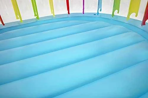 Bestway Fisher-Price Bouncetopia pritūpimo lėkštė su įmontuotu siurbliu, 85 kg, 3 metai, Įmontuotas oro siurblys, Įvairių spalvų, 10,1kg