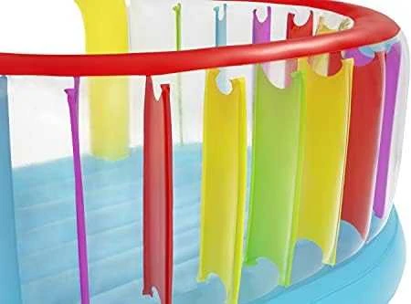 Bestway Fisher-Price Bouncetopia pritūpimo lėkštė su įmontuotu siurbliu, 85 kg, 3 metai, Įmontuotas oro siurblys, Įvairių spalvų, 10,1kg