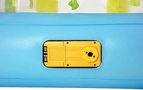 Bestway Fisher-Price Bouncetopia pritūpimo lėkštė su įmontuotu siurbliu, 85 kg, 3 metai, Įmontuotas oro siurblys, Įvairių spalvų, 10,1kg