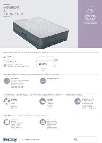 "Bestway® Fortech™" Pripučiamas dvivietis čiužinys "Snugable Top™" įmontuotas kintamosios srovės siurblys, 203 x 152 x 46 cm