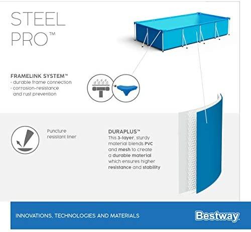 Bestway Steel Pro 56404 antžeminis baseinas Karkasinis baseinas Stačiakampis 3300 L Mėlyna