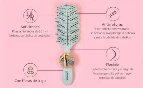 "Beter" natūralaus pluošto plaukų šepetys "Beter Detangling Natural Fiber Hair Žalias