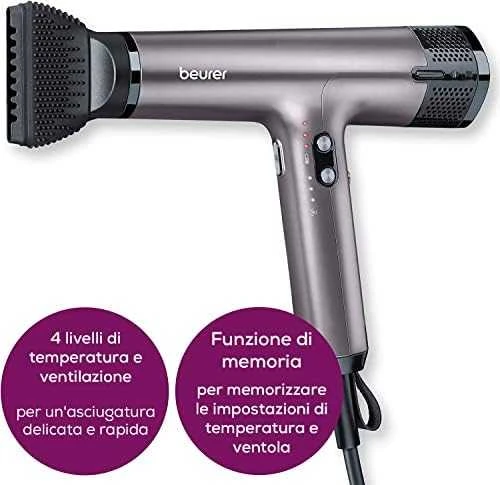 Sveikata ir asmeninė priežiūra - Beurer Plaukų džiovintuvas HC 100 1700W Metal Pilkas