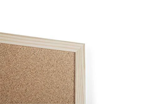 Bi-Office Pannello In Sughero Budget Con Cornice In Legno Di Pino, Lavagna In Sughero Spesso Elastico e Auto-Rigenerante, 600 x 400 mm