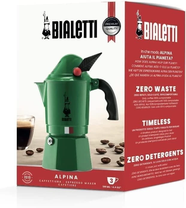 Bialetti Moka Break Alpina Moka kavinukas Žalias