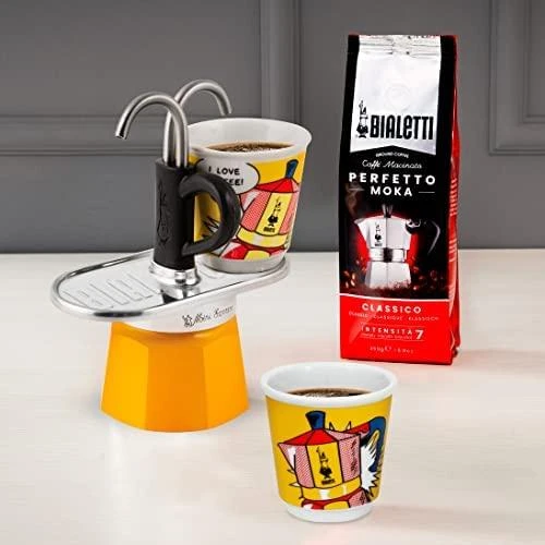 Bialetti Mini Express Lichtenstein Mokos gaminimo indas Sidabras, Geltona