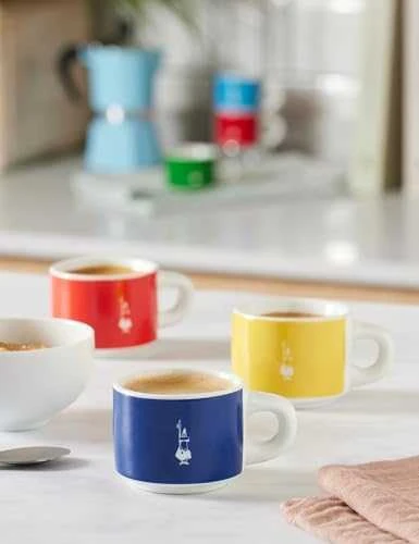 Bialetti Color - 4 espreso puodelių rinkinys su stovu - Daugiaspalvis