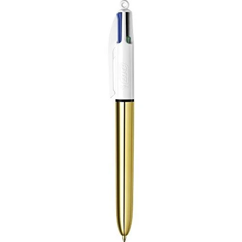 Bic 4 spalvų tušinukas su auksiniu korpusu