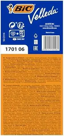 Bic Žymeklis baltai lentai Velleda 1701 1-5 mm, mėlynas, pakuotėje 12 vnt. 525826