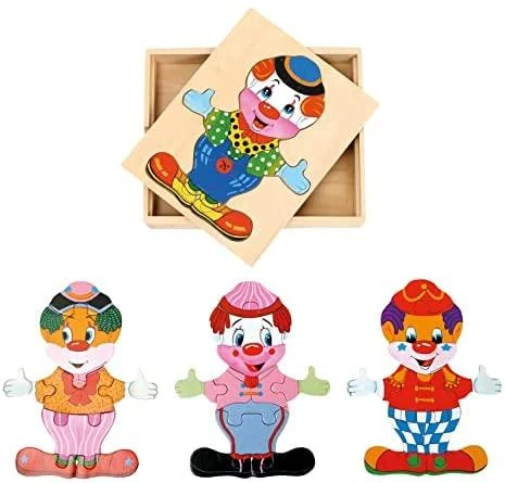 BINO Medinė dėlionė Aprenk linksmąjį klouną Fredą , 3+