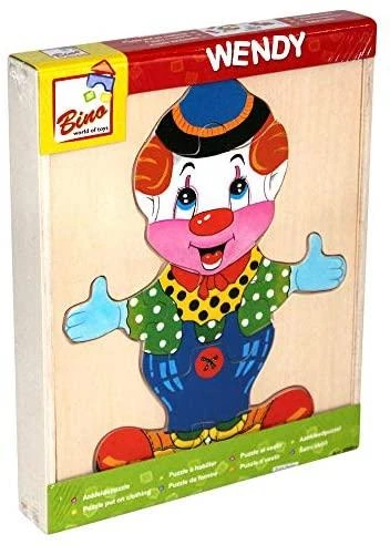 BINO Medinė dėlionė Aprenk linksmąjį klouną Fredą , 3+