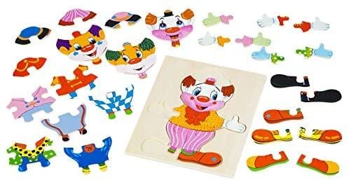 BINO Medinė dėlionė Aprenk linksmąjį klouną Fredą , 3+