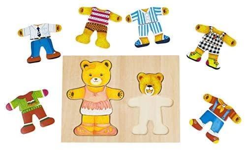 BINO Medinė dėlionė-žaidimas "Aprenk mešką ir meškutį", 3+