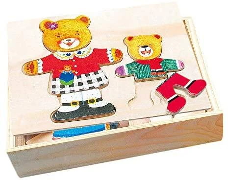 BINO Medinė dėlionė-žaidimas "Aprenk mešką ir meškutį", 3+