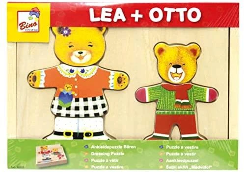 BINO Medinė dėlionė-žaidimas "Aprenk mešką ir meškutį", 3+