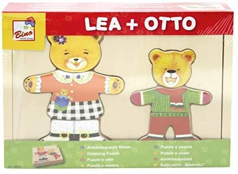 BINO Medinė dėlionė-žaidimas "Aprenk mešką ir meškutį", 3+