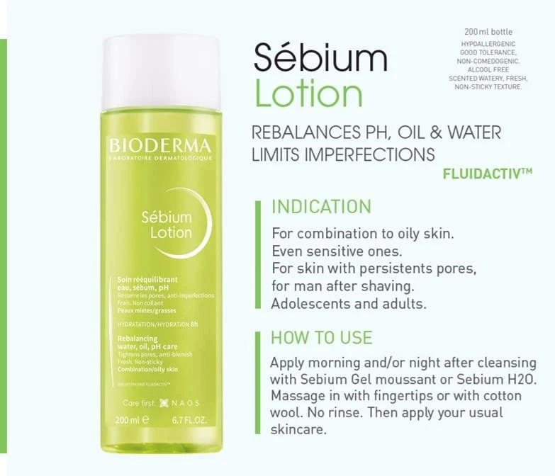 BIODERMA Sébium Lotion Rebalancing Facial Lotion ir Purškiklis