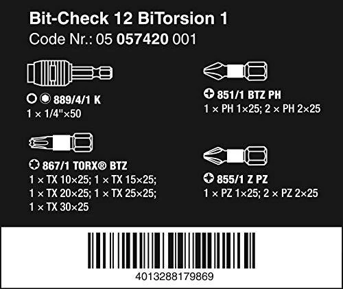 Antgalių komplektas Bit-Check 12 BiTorsion 1, 12vnt, Wera