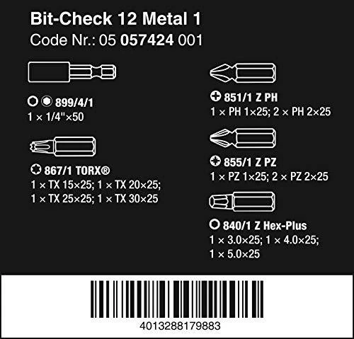 Sukimo antgalių rinkinys 12 dalių WERA Metal 1