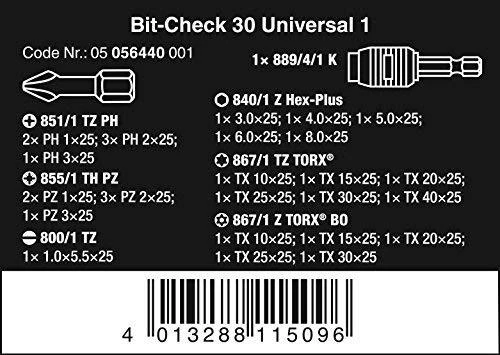 Grąžtas Wera Bit-Check 30 Universal 1 - Schraubenziehersatz