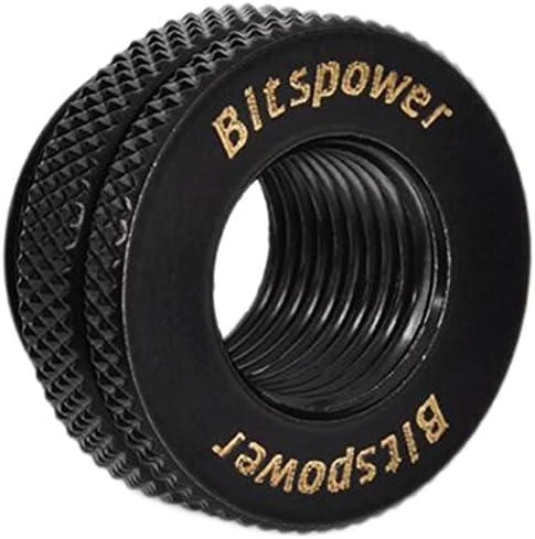 Bitspower korpuso pralaidumo jungtis, tiesi, G1/4 colio IG į G1/4 colio IG – juoda matinė