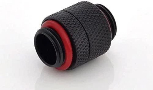 Bitspower adapteris, tiesus, G1/4 colio AG į G1/4 colio AG – pasukamas, juodos anglies spalvos