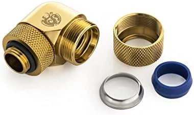 „Bitspower Advanced Multi-Link“ adapteris, 90 laipsnių G1/4 colio BSP ir 14 mm išorinio skersmens kietojo vamzdžio jungtis, pasukama.