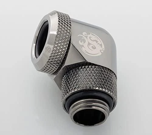 „Bitspower“ daugiajungtis adapteris, 90 laipsnių G1/4 colio AG ir 12 mm išorinio skersmens kietojo vamzdžio jungtis, pasukama, pilkas