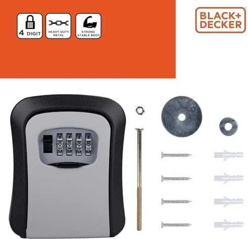 BLACK &amp; DECKER Juodas &amp; DECKER RAKINAMA RAKINĖ DĖŽUTĖ SU 4 SKAITMENŲ KODU Juodas + DECKER 239941