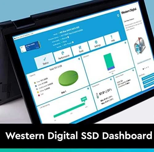 WD Mėlyna SA510 SSD 1TB SATA III 6Gb/s korpusas 2.5" 7mm vidinė vienguba pakuotė, maitinama „SANDISK“