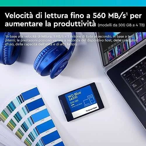 WD Mėlyna SA510 SSD 4TB SATA III 6Gb/s korpusas 2.5" 7mm vidinė vienguba pakuotė, MAITINA „SANDISK“