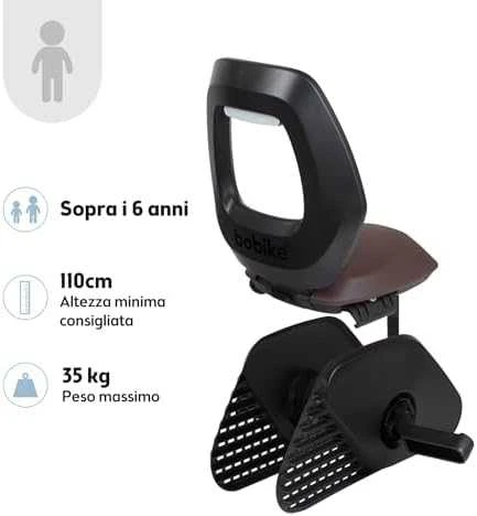 Dviračio kėdutė Bobike Junior ONE, juoda/tamsiai ruda