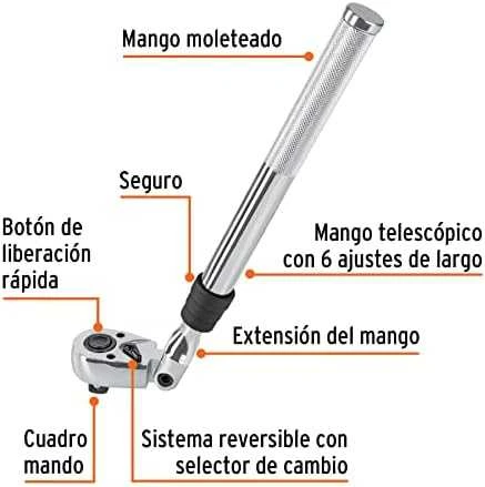 Terkšlė su teleskopine rankena ir pasukama galvute 1/2", 350-490mm Truper®