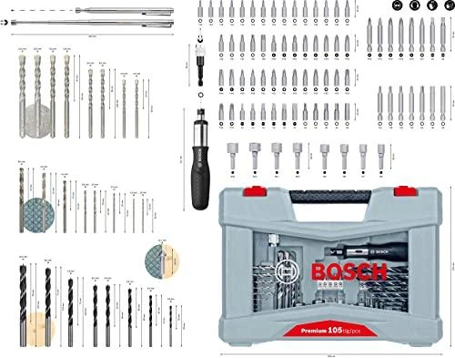 BOSCH  sukimo antgalių ir grąžtų rinkinys Premium X-line 105 vnt. 2608P00236
