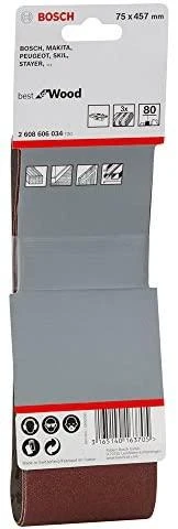 Bosch Šlif.juosta medžiui 75x457, K80, 3 vnt.