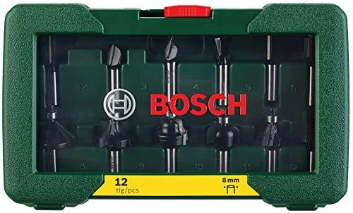 Bosch 12 dalių frezų komplektas, 8mm kotu