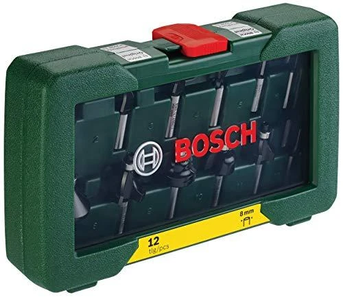 Bosch 12 dalių frezų komplektas, 8mm kotu