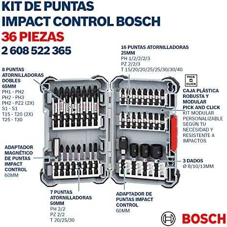 Bosch 36 dalių smūginių antgalių komplektas Impact Control PICK&CLICK