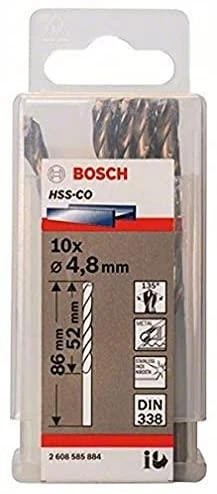 Bosch HSS-Co grąžtas metalui 4,8mm, 10 vnt.