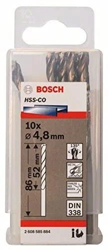 Bosch HSS-Co grąžtas metalui 4,8mm, 10 vnt.