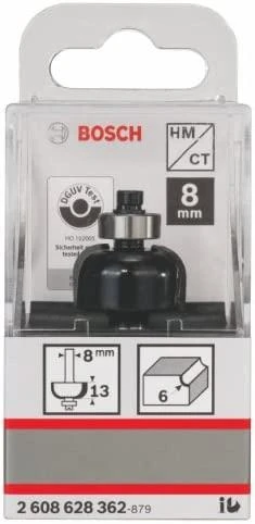 Bosch Dvipusė pusapvalė freza H R=6 mm, l=13 mm,kotas 8mm