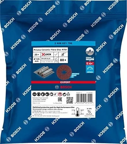 Bosch X-LOCK PrismaCeramic R781 Metalas 125 mm, G80, 25vnt.