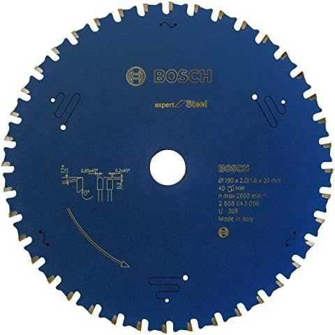 Pjovimo diskas metalui Bosch Expert for Steel; 190x2x20,0 mm; Z40; 12°