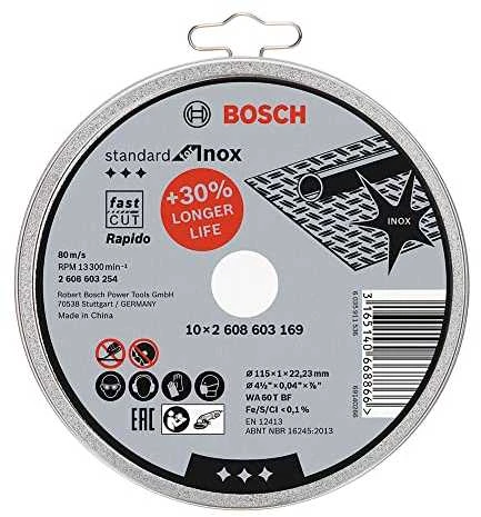 Bosch Pjovimo diskas Rapido 115x22x1mm,INOX 10vnt.