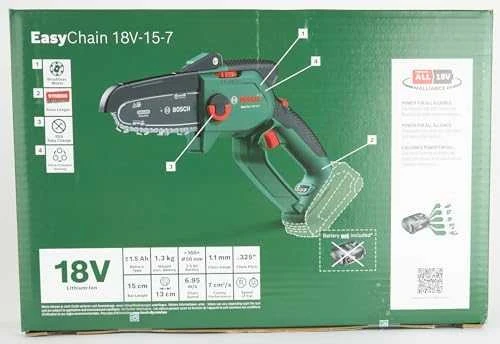 Bosch genėjimo grandininis pjūklas EasyChain 18V-15-7, be akumuliatoriaus ir kroviklio