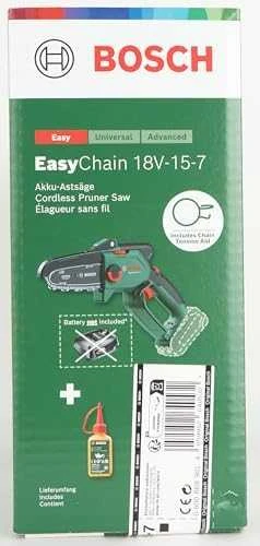 Bosch genėjimo grandininis pjūklas EasyChain 18V-15-7, be akumuliatoriaus ir kroviklio