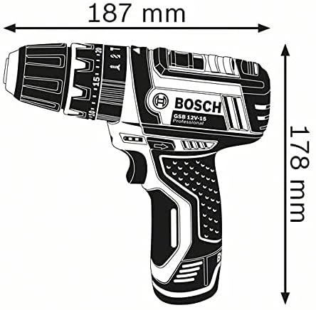 Bosch akumuliatorinis smūginis suktuvas - gręžtuvas GSB 12V-15 2x2.0Ah 06019B690H