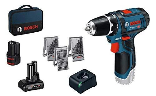 Bosch GSR 12V-15 gręžtuvo komplektas su priedais